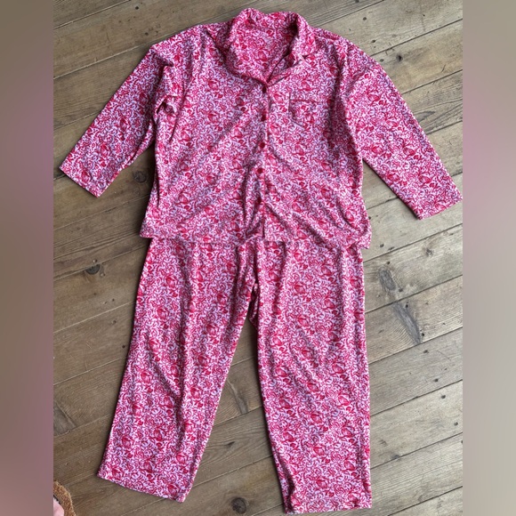 Croft & Barrow 2 Piece Top & Bottom Women's Red Paisley Pajama Set Size 2X - Picture 1 of 7